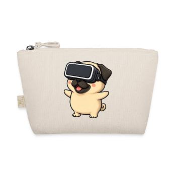 Cute Pug in Virtual Reality Gamer Cartoon - Organic Pouch - nature - Front