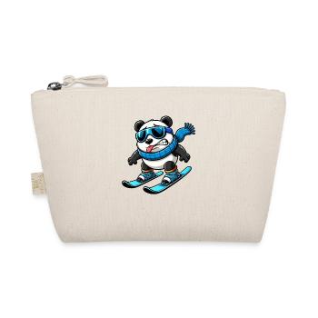 Panda Skier Winter Comic Funny - Organic Pouch - nature - Front