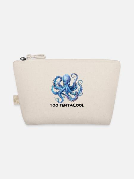 Aquarell Oktopus in Blau – Meeresmotiv - Bio-Täschchen - Natur
