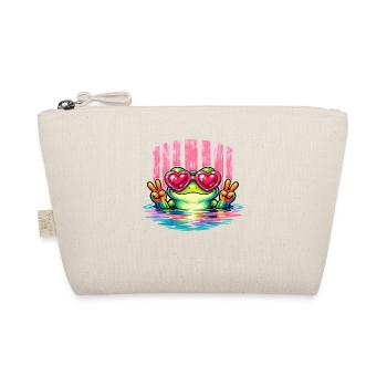 Heart-Eyed Frog Peace Sign - Organic Pouch - nature - Front