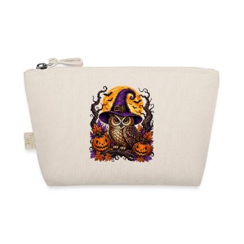 Owl with witch hat and pumpkin for Halloween - Organic Pouch - nature - Front