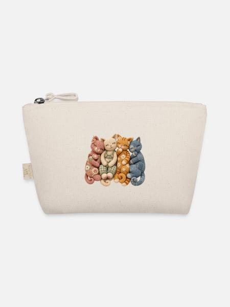 Crochet Cat Lover Gift - Organic Pouch - nature