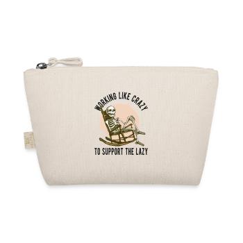 Working Like Crazy – Skeleton Humor - Organic Pouch - nature - Front
