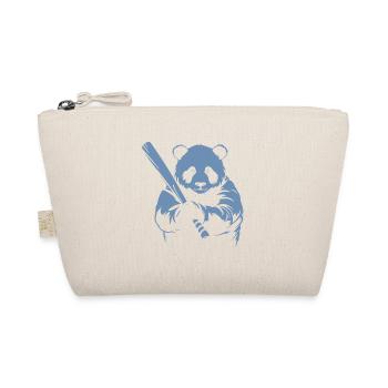 Minimalist Panda Baseball Player Silhouette - Organic Pouch - nature - Front