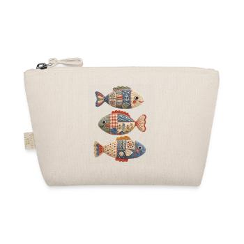 Patchwork Crochet Fish Trio - Organic Pouch - nature - Front