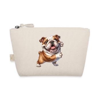 Happy Bulldog Motif - Organic Pouch - nature - Front