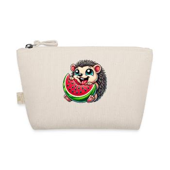 Niedlicher Igel Isst Wassermelone Sommer Fruchtig  - Bio-Täschchen - Natur - Vorne