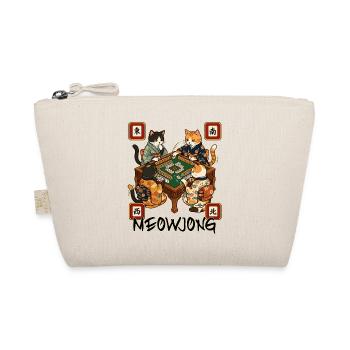 Meowjong Cute Cat Mahjong Game Social Club - Organic Pouch - nature - Front