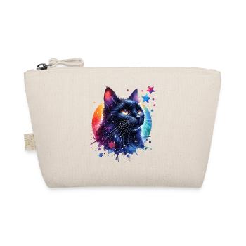 Schwarze Katze Motiv - Bio-Täschchen - Natur - Vorne