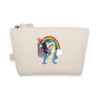 Ninja Unicorn reitet TRex Rainbow Lustiges Kindergeschenk - Bio-Täschchen - Natur - Vorne