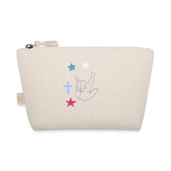 Hand signal with cross, stars and moon - Organic Pouch - nature - Front