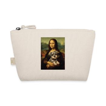 Schnauzer Mona Lisa Kunstparodie Hundeporträt - Bio-Täschchen - Natur - Vorne