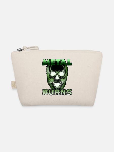 Toxic Green Skull Metal Burns - Organic Pouch - nature