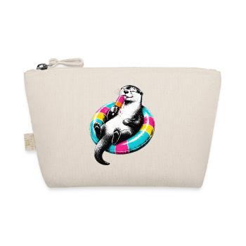 Otter mit Eis im Stencil Style - Bio-Täschchen - Natur - Vorne