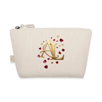 AL Monogram in Gold with Hearts - Organic Pouch - nature - Front