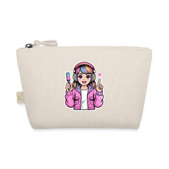Kawaii girl with headphones - Organic Pouch - nature - Front