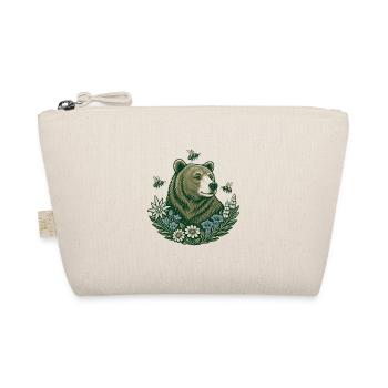 Alpine Bear Bees Edelweiss Folk Art - Organic Pouch - nature - Front