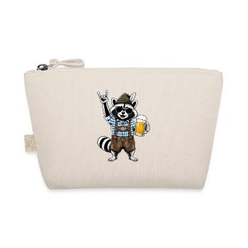 Raccoon in leather pants with beer and skirt salute - Organic Pouch - nature - Front