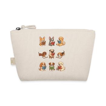 Funny Dog Reading Shirt, Cute Dogs with Books - Organic Pouch - nature - Front