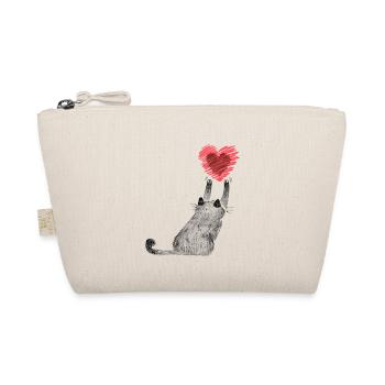 Heart paw cat grabs heart - Organic Pouch - nature - Front