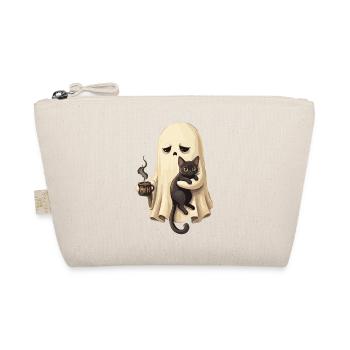 Ghost cat with coffee cup - Organic Pouch - nature - Front