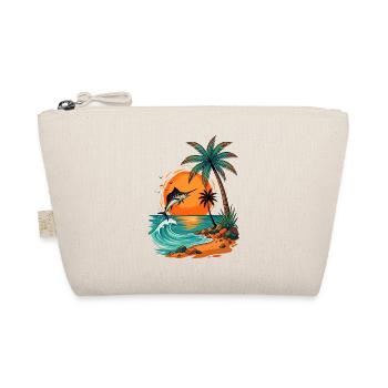 Jumping Fish at Tropical Sunset Palm Sea Beach - Organic Pouch - nature - Front