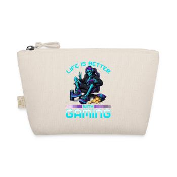 Skeleton Gamer Gaming Halloween - Organic Pouch - nature - Front
