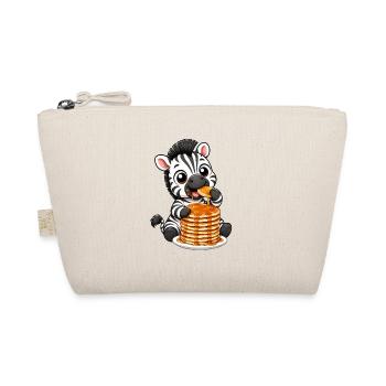 Zebra with Pancakes Funny Cartoon - Organic Pouch - nature - Front