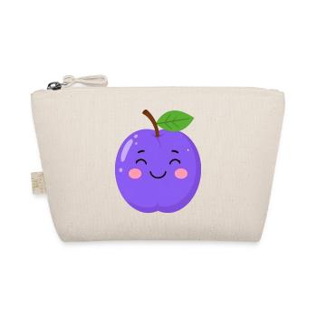 Blue-Purple Kawaii Plum – Sweet Fruit Design - Organic Pouch - nature - Front