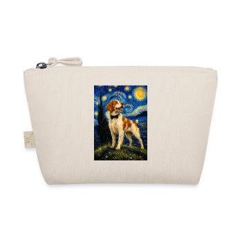 Brittany Spaniel Sternennacht – Hund Papa Vogel Hund - Bio-Täschchen - Natur - Vorne