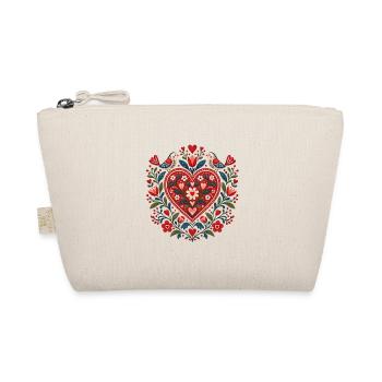 Folk Art Herz – Florale Liebe - Bio-Täschchen - Natur - Vorne