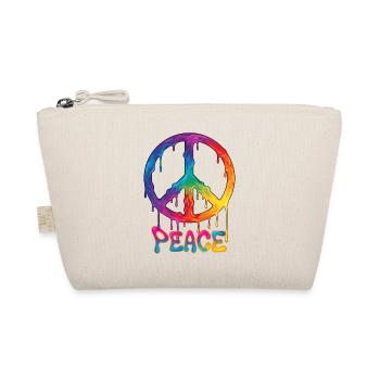 Psychedelisches Festival-Hippie-Batik FRIEDENSZEICHEN - Bio-Täschchen - Natur - Vorne