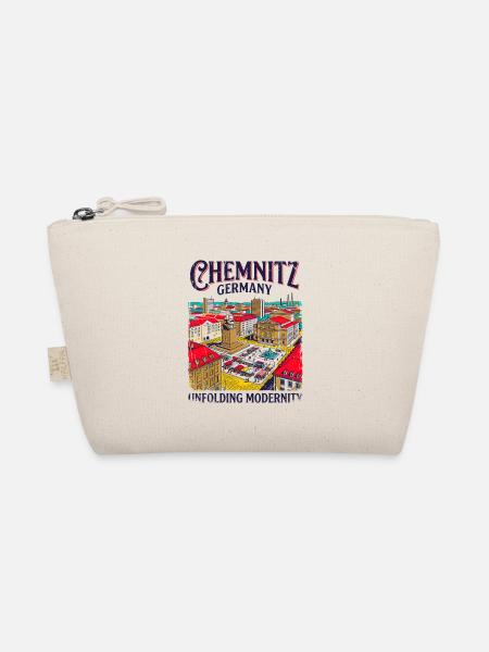 Retro Chemnitz Germany City Skyline Darmstadt - Bio-Täschchen - Natur