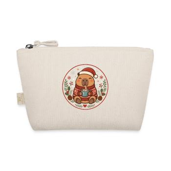Capybara im Weihnachtspullover und Kakao  - Bio-Täschchen - Natur - Vorne