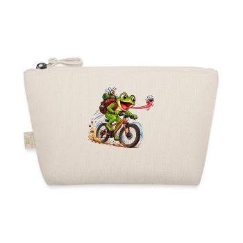Funny Frog Riding Bicycle Cartoon - Bio-Täschchen - Natur - Vorne