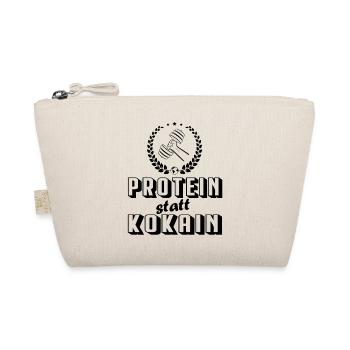 Protein statt Kokain Bodybuilding Sprüche Sport - Bio-Täschchen - Natur - Vorne