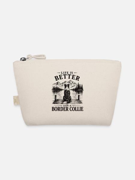 Border Collie Spruch Life is Better Shirt - Bio-Täschchen - Natur