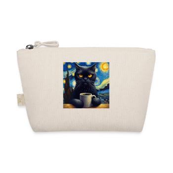 Schwarze Katze Starry Night - Bio-Täschchen - Natur - Vorne