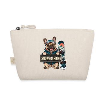 Französische Bulldogge Snowboarding – Winter - Bio-Täschchen - Natur - Vorne