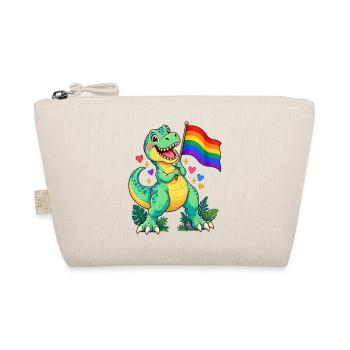 T-Rex mit Regenbogenflagge – Pride Dino - Bio-Täschchen - Natur - Vorne