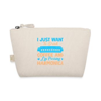 Funny Harmonica Player Just Want To Drink Coffee - Bio-Täschchen - Natur - Vorne
