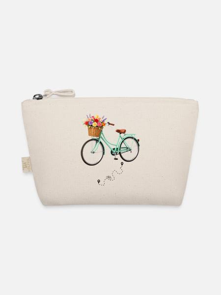 Pastellfahrrad mit Blumenkorb - Bio-Täschchen - Natur