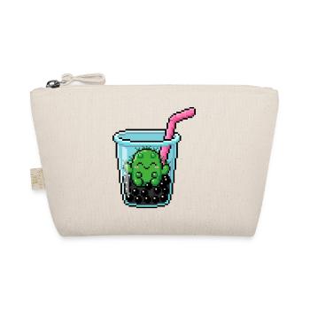 Süßer Pixel Art Kaktus in Bubble Tea Becher - Bio-Täschchen - Natur - Vorne