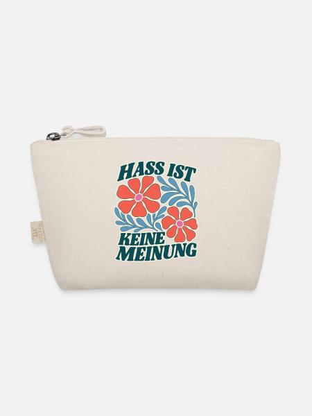 Hass ist keine Meinung Blumen Statement Shirt - Bio-Täschchen - Natur