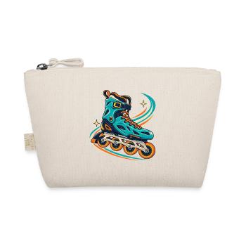 Inlineskate in Türkis und Orange – Retro Skating - Bio-Täschchen - Natur - Vorne