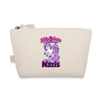 Mein Einhorn scheißt auf Nazis Regenbogen Humor - Bio-Täschchen - Natur - Vorne