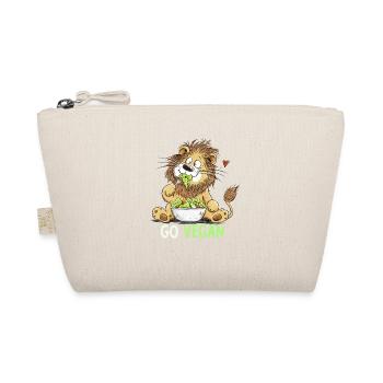 Go Vegan Lustiger Löwe | Veganer Geschenk - Bio-Täschchen - Natur - Vorne