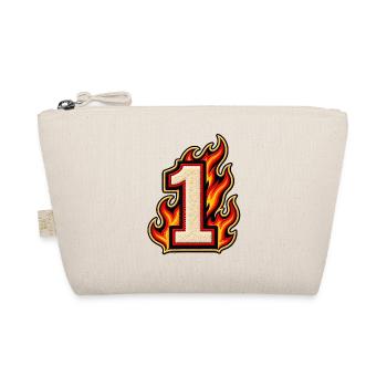 Zahl 1 im Flammen Patch-Look  - Bio-Täschchen - Natur - Vorne