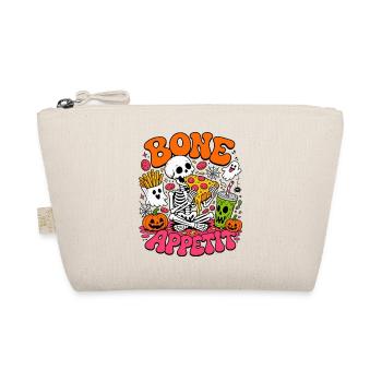 Bone Appetit lustiges Halloween-Skelett isst Pizza - Bio-Täschchen - Natur - Vorne