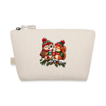 Weihnachten Eule Eichhörnchen Kakao Geschenk - Bio-Täschchen - Natur - Vorne